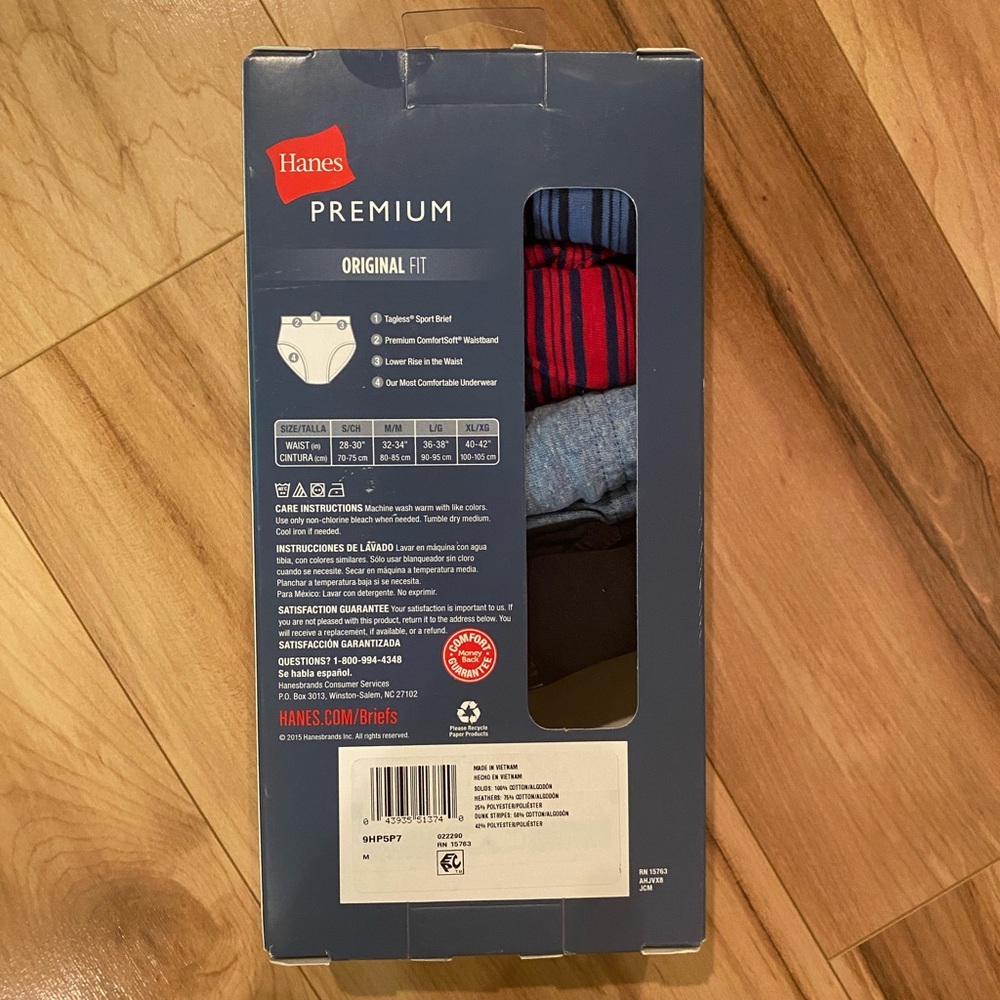Hanes Premium Men's Sport Briefs – Blue & Red Striped, Heather Blue & Black - Picture 3 of 5